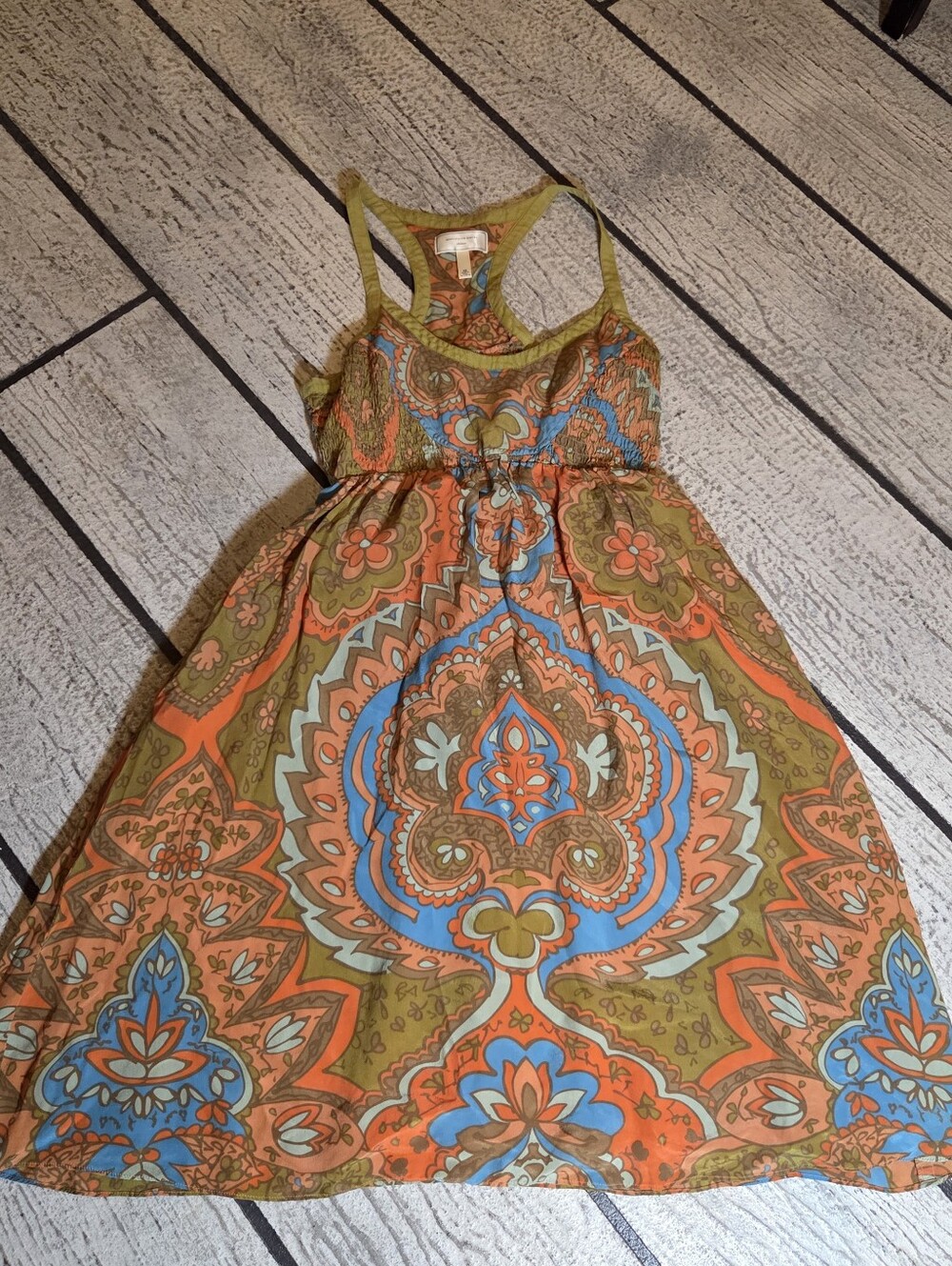 Silk Bohemian Orange & Blue Paisley Dress